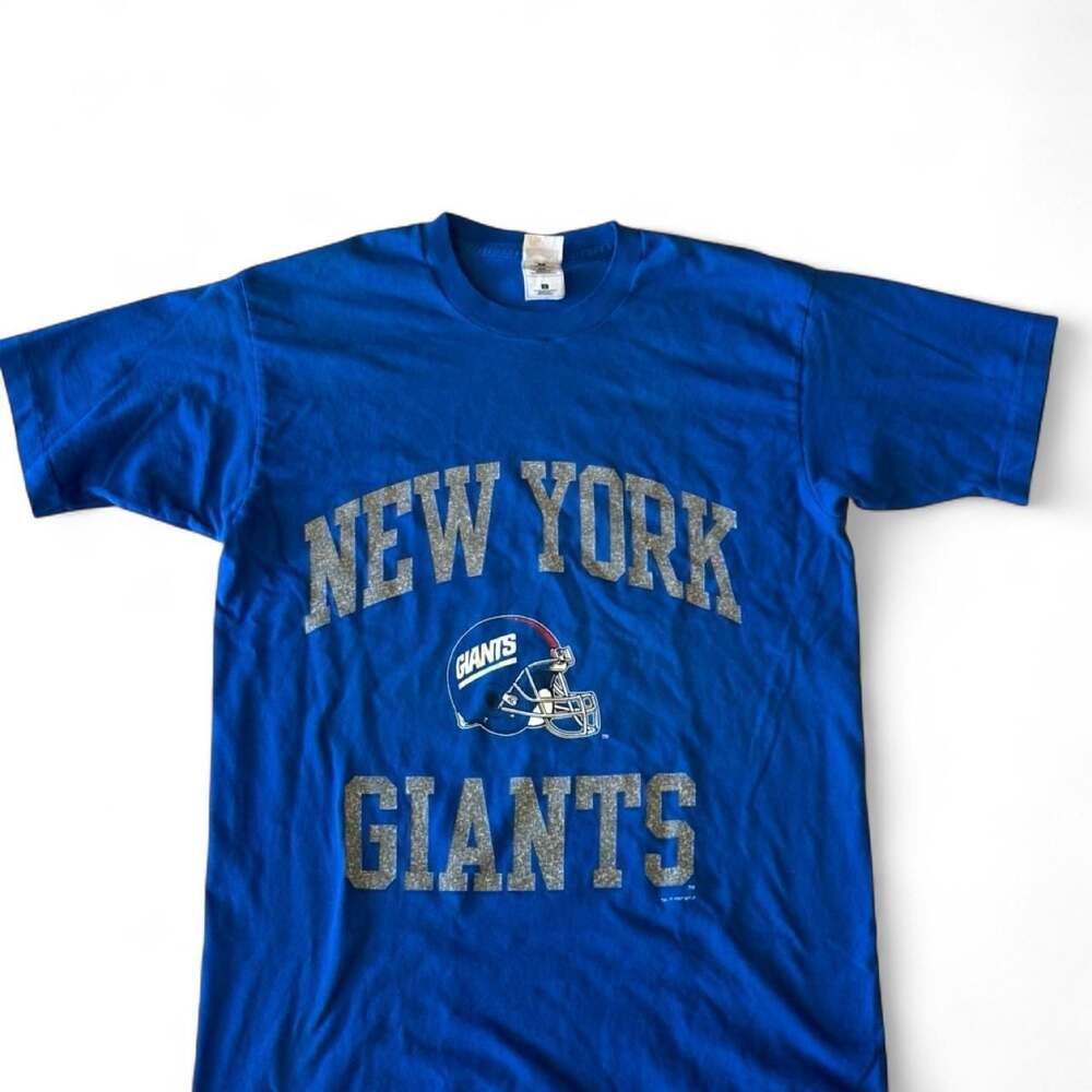 Vintage 1997 New York Giants Glitter Print T-Shirt Single Stitch
